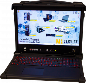 Robuster Laptop von MH Service mit geöffneter Bildschirmansicht von Forensik-Software